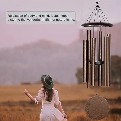 Wind Chimes 32" Inches to Suitable for Outdoor, Garden, Patio Decoration. Classic Black Wind Chimes with Wind Catcher Suitable as A Gift for Unisex Soothing Melodic Tones with Mute Option (Copper) - Image 4