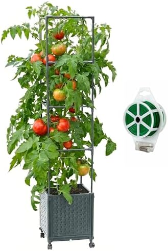Tomato Planter Box with Trellis 56.7", Tomato Garden Bed with Planters Cage by MakeYourGardenBeautiful
