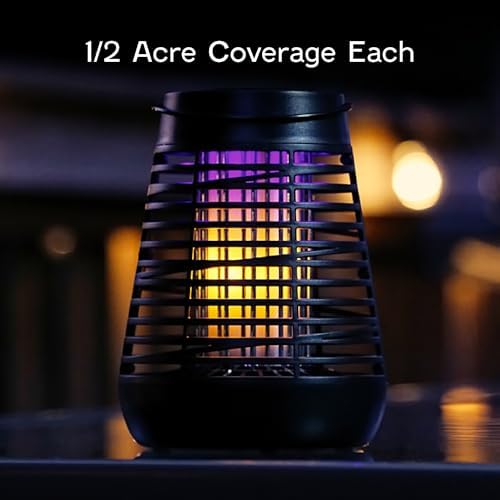PIC Portable Bug Zapper, 600V Solar Powered Insect Trap & Fly Zapper for Outdoor Use, LED Flickering Flame, Activates Automatically in Dark, Weatherproof Outdoor Fly Trap, Kills Bugs on Contact - Image 6
