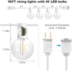 SUNTHIN 97FT White Outdoor String Lights with 49 G40 LED Bulbs (1 Spare) - Image 2