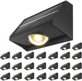 Solar Fence Lights Outdoor Waterproof Warm & Cool White & RGB（24Pack Black） by SenLuKit
