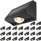 Solar Fence Lights Outdoor Waterproof Warm & Cool White & RGB（24Pack Black） by SenLuKit