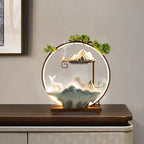 Tabletop Water Fountain Indoor Waterfall with LED Light Ring Backflow Incense Burner Mist Maker Zen Meditation Decor with Deer Statue for Home Office Desktop Relaxation Stress Relief - Image 2
