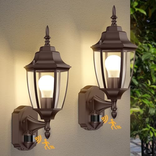 Lamomo Motion Sensor Outdoor Wall Lights Fixture, 2-Pack Porch Lamp, Bronze - Image 6