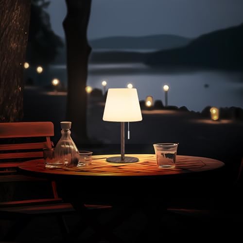 Gewiny Shower Lamp Battery Operated Outdoor Table Lamps Cordless Waterproof LED Dimmable Warm White and RGB Table Lamps Rechargeable Lamp Outdoor Lamps for Patio/Bathroom（Wood Grain） - Image 2