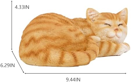Elenon Cat Garden Statue Decorative for Yard, Orange Tabby Sleeping Cat Figurines Home Lawn Decor, Patio Kitten Tuxedo Statues Pets Memorial Ornament for Cat Lovers - Image 5