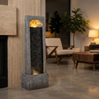 39" Modern Tall Outdoor Water Fountain Vertical Cascading Waterfall Feature - Image 5