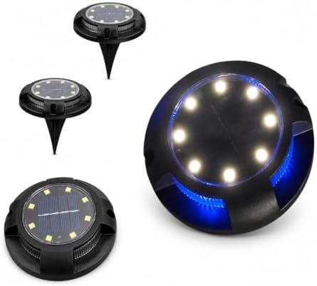 Ground Lights, 12LED Solar Power Disk Light Outdoor Garden(White Side-White) - Image 6