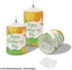 Cozeyat Flickering Flameless Electric Candles with Remote 3 Pieces, Autumn Maple Leaf Print LED Candles Battery Operated, Realistic Wax Pillar Tealights for Thanksgiving Day Decor - Image 3
