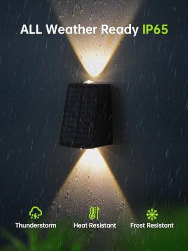 Solar Wall Lights Outdoor Waterproof Sconce for Outside, Garage, Fence - Image 4