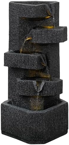 Gardenised Water Fountain with LED Light for Indoor and Outdoor Accent with Soothing Waterfall Sound Ideal for Home Office Patio Backyard Deck Porch Balcony and Tabletop Display, Modern Steps Flow by Gardenised