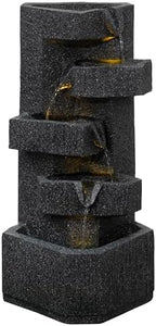 Gardenised Water Fountain with LED Light for Indoor and Outdoor Accent with Soothing Waterfall Sound Ideal for Home Office Patio Backyard Deck Porch Balcony and Tabletop Display, Modern Steps Flow by Gardenised
