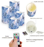 Blue Marble Butterfly Flickering Flameless Candles Battery Operated Candles Set of 4 with Remote Control Timer Color Changing Pillar Candles Bulk Tea Lights Home Table Kitchen Decoration - Image 3