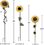 Flower Garden Stakes Metal Spring Yard Sign Decorative Sunflower Plant Stake Lawn Art Patio Decor Pathway Ornaments Indoor Outdoor Decoration (48"+39"+22" H) - Image 6