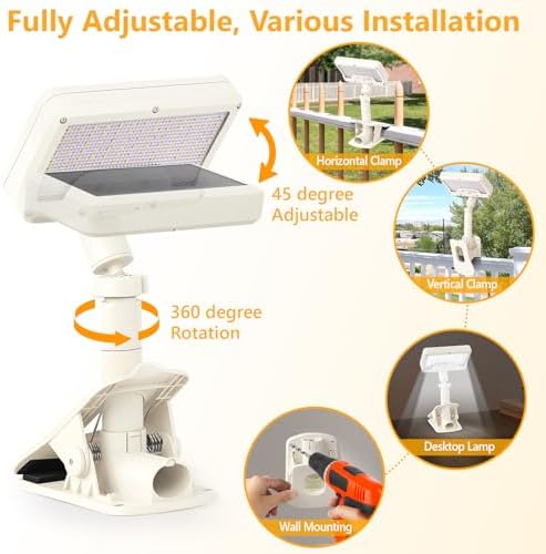 Clip On Solar Motion Lights Outdoor,360°Rotatable Fence Lights(2Pack,6000K) - Image 2