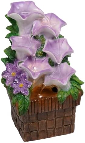 Tabletop Water Fountain Indoor Tabletop Fountain Purple Morning Glory Themed Lavender Desk Fountain with Light Heavenly Blue Zen Indoor Calming Fountain and Waterfall for Office Relaxation(P) by Unknown
