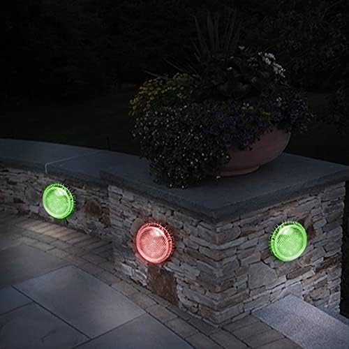 Fafeicy 4Pcs Solar Ground Lights Outdoor Solar Color Gradient Pathway Lights 8 LEDs Disk Solar Deck Lights Landscape Lights for Outdoors - Image 6