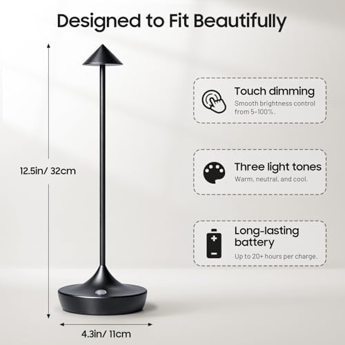 2 Pack Cordless Table Lamp, Rechargeable 6000mAh Battery Table Light - Image 3