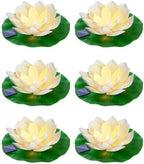 6 PCS Floating Lotus Flower Solar Pool Lights with Lily Pads - 7.09'' Large Realistic Floating Foam Lotus Flowers Solar Lily Lights for Pond Fountain Garden Wedding Pool Party Decor by LACGO