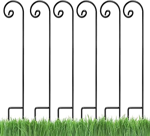 Ashman Shepherd Hook Curled (6 Pack), 35 Inch Tall 1/4 Inch Thick, Made of Premium Metal for Hanging Bird Feeders, Mason Jars, PlantHangers, Flower Basket, Christmas Lights, Lanterns, and Weddings by AshmanOnline