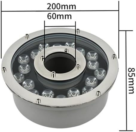 Submersible LED Pool Lights - LED Ring Fountain Light, With Remote Control IP68 Waterproof Underwater Light, 12V/24V Stainless Steel LED Color Changing Spotlight, Middle Hole Pond Lighting(18W(ac12v)) - Image 2