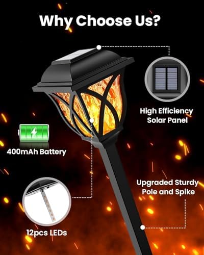 6 Pack Solar Lights (Solar Lights Outdoor Garden Flickering Flame) - Image 5