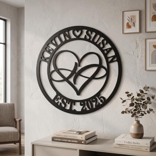 Personalized Metal Sign for Couples, Custom Names Infinity Heart Wall Decor, Anniversary Wedding Gifts for Husband Wife, Family Name Sign with Established Year, Metal Wall Art for Home Decor - Image 2