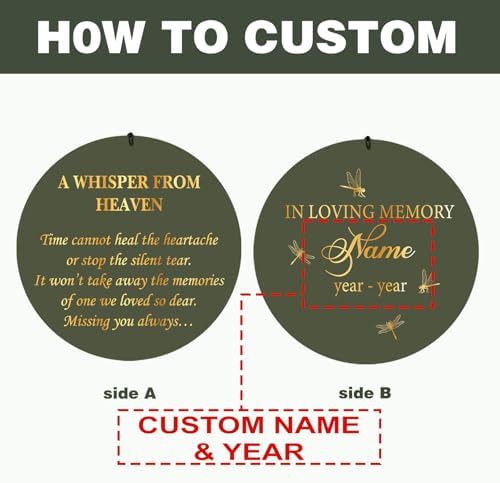 Personalized Memorial Wind Chimes for Outside, Sympathy Gifts Wind Chime for Loss of Loved One, Beautiful Decor with Deep Tone, Ideal for Funeral, Remembrance & Bereavement, Produced in Texas - Image 5