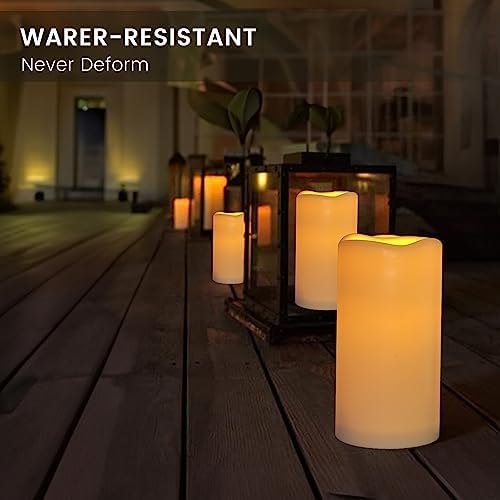 15Pack Waterproof Flameless Remote Control Candles (D3''*H5.5''） Battery Operated Flickering LED Pillar Candle，plastic with 10-Key 24Hours Timer for Outdoor/Indoor Party Garden Lanterns Porch Ivory - Image 2