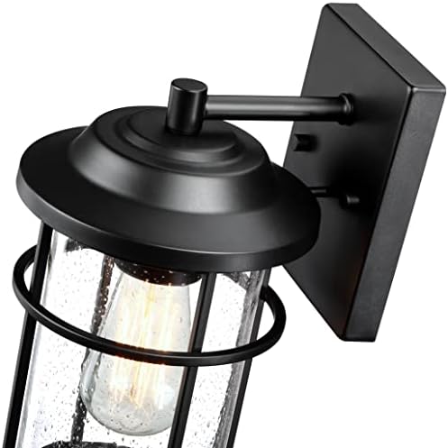 Outdoor Lights for House, Exterior Light Fixture, Waterproof Outdoor Wall Sconce Lights, Anti-Rust Black Wall Mount Lighting with Seeded Glass Shade, E26 Socket Lantern for Outside, Front Porch, Patio - Image 7