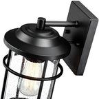 Outdoor Lights for House, Exterior Light Fixture, Waterproof Outdoor Wall Sconce Lights, Anti-Rust Black Wall Mount Lighting with Seeded Glass Shade, E26 Socket Lantern for Outside, Front Porch, Patio - Image 7
