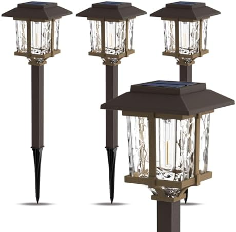 XMCOSY+ Solar Pathway Lights Outdoor 4 Pack, Warm White Solar Garden Lights - Image 2