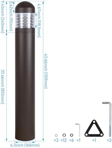 LEONLITE 3CCT LED Bollard Landscape Pathway Light, 43" 14W/19W/24W Adjustable Watts, 120V-277V Bundle 3CCT LED Bollard Landscape Pathway Light, 42" 14W/19W/24W Adjustable Watts, 120V-277V - Image 5