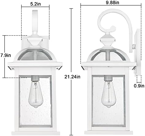 Darkaway Outdoor Lights Fixtures Wall Mount, Large 22inch Outdoor Wall Sconce Lights with Seeded Glass Waterproof Outside Exterior Lights Fixture for House Front Porch Patio （Large, White） - Image 4