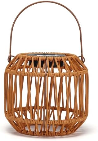 Solar Hanging Lanterns 2-Pack, Faux Rattan for Outdoor by MYCRLIFE