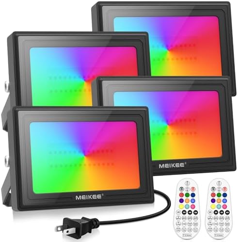 MEIKEE 35W RGBW LED Flood Lights 3500LM RGB Color Changing Security Lights by MEIKEE