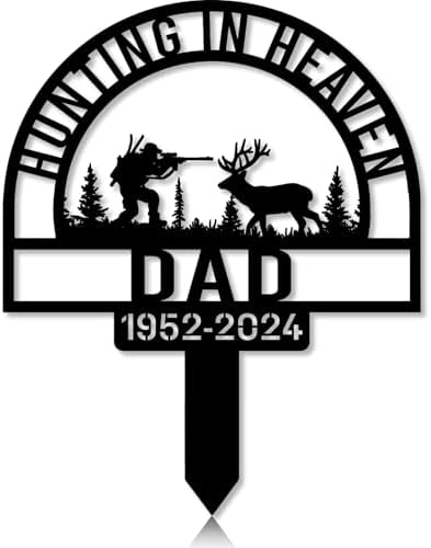 Personalized Hunter Grave Marker Forest Scene Hunting in Heaven Memorial Garden Stake 8-24 inch Hunter Dad Loss Gift, Hunter Memorial Gift Loss of Loved One (Forest Scene Hunting in Heaven) by Linktee