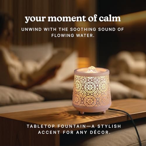 Homedics Indoor Relaxation Fountain with Light & Natural Sound (Pink) - Image 2