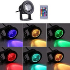 4PCS Underwater Pond Spotlight - Submersible LED Fountain Lamp, 12V/24V with Remote Control Underwater Led Lights, IP68 Waterproof Convex Mirror RGB Pool Lights,Black(RGB)-12V(10w) - Image 4
