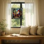 Gnome Storyteller Stained Glass Suncatcher – Square Hanging Window Panel for Home, Garden, Nursery, Halloween, Christmas, Memorial Day – Whimsical Glass Art Gift for Gnome Lovers 6ue5qx - Image 7