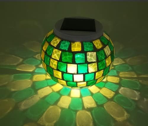 Solar Outdoor Table Lamp, Solar Powered Mosaic Glass Ball Garden Lights Waterproof Color Changing Mood Night Lights (L) by Unknown