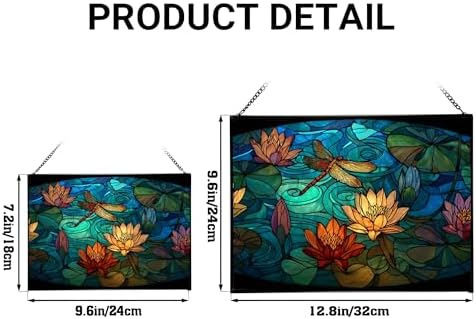 Dragonfly Over Water Lilies Rectangular Stained Glass Suncatcher – Hanging Window Panel with Animal & Nature Scene – Vibrant Glass Art Gift for Wildlife, Fantasy, Nature Lovers pCgY2X - Image 4