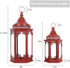 NEEDOMO Decorations for Home, 22''/15'' Set of 2 Lanterns with Glass Panels for Home Decor, Decorative Hanging Lantern Indoor Outdoor for Xmas Table Centerpieces, Porch, Patio(Red) - Image 3