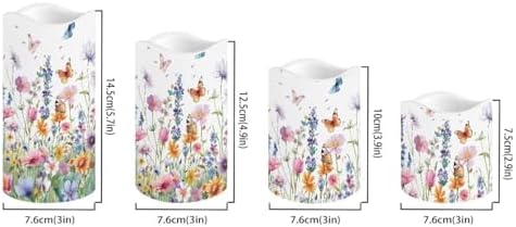 Spring Flower Butterfly Flickering Flameless Candles Battery Operated with Remote Timer Waterproof Reusable Tea Light 4 Pack LED Pillar Votive Candles for Wedding/Engagement Party - Image 2