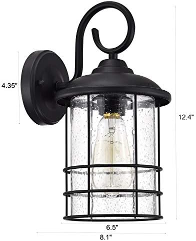 MICSIU Matte Black Outdoor Wall Lantern 2-Pack Rustic Farmhouse 12.25" - Image 2