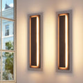 24 in Brown Long Outdoor Wall Lights, Modern Exterior Wall Light by ZSMAIKU
