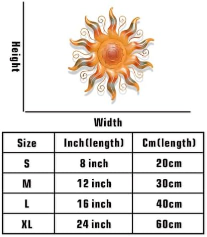 Sun Metal Wall Art Rustic Celestial Plaque Waterproof Hanging Decor for Garden Patio Porch Living Room Indoor Outdoor Home Stylish Eye catching Ornate Ornament (16 INCH) - Image 6