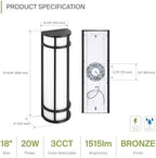 ASD LED 18" Half Cylinder Wall Light, Outdoor Patio Sconce | 3CCT, Stainless Steel, Waterproof, Energy Star, ETL Listed | 18W 1500LM 3000-5000K 100-277V | Exterior Lighting | Dark Bronze, 4 Pack - Image 2