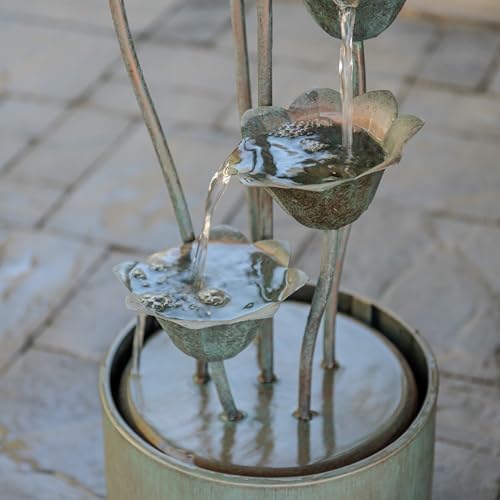 XBrand 35-Inch Metal Multi-Tier Cascading Water Fountain with LED Lights, Freestanding Indoor/Outdoor Garden Fountain, Silver - Image 5