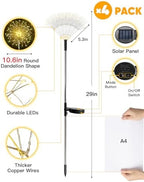 suddus Solar Garden Lights Outdoor Waterproof Decorative, 4Pack 150LED Firework Lights, Solar Fairy Lights for Yard, Garden, Patio, Pathway, Flowerbed, Party, Wedding Outside Decor- Warm White - Image 6